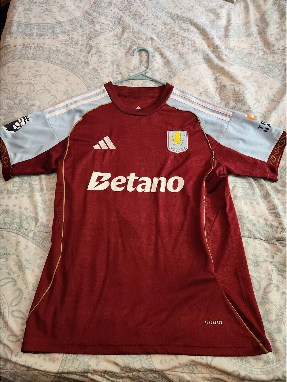 Aston Villa 2025/2026 Tielemans England Belgium Home Soccer Jersey Size L